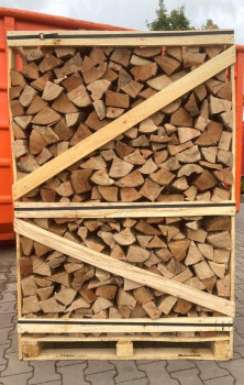 Preview: Buchenholz in 25 cm Holzlänge, kammergetrocknet mit Einwegbox (1,8 RM / 2,9 SRM)