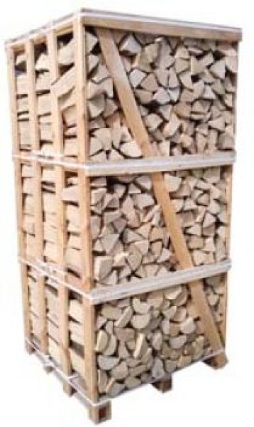 Buchenholz in 25 cm Holzlänge, kammergetrocknet mit Einwegbox (2 RM / 3,2 SRM)